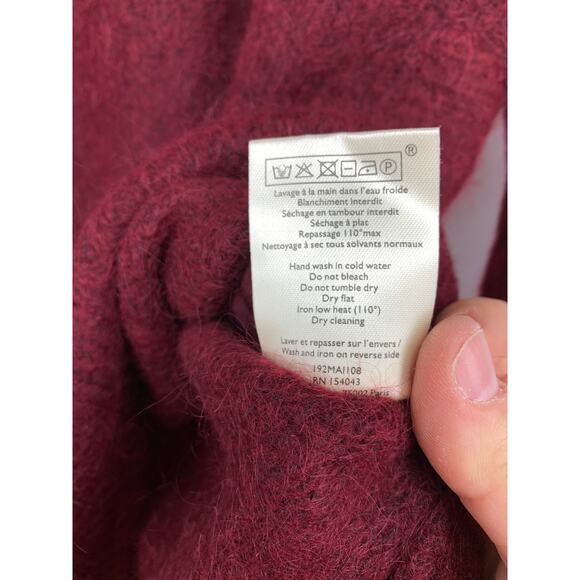 Sezane Paul Jumper Sweater Womens Size XS Button Detail Cranberry Red Wool Blend - Picture 6 of 7